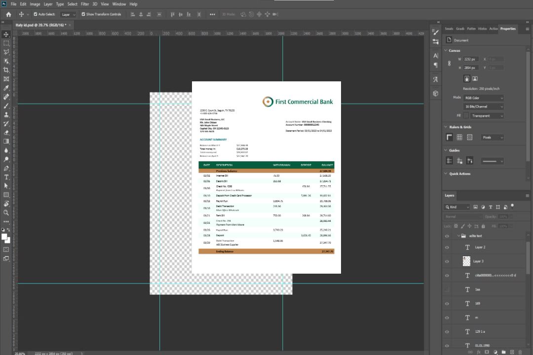 Modèle Word et PDF de déclaration d'entreprise de First Commercial Bank template